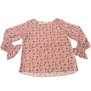 Kori America Women’s Size L Flowy Long Sleeve Floral Bohemian Blouse